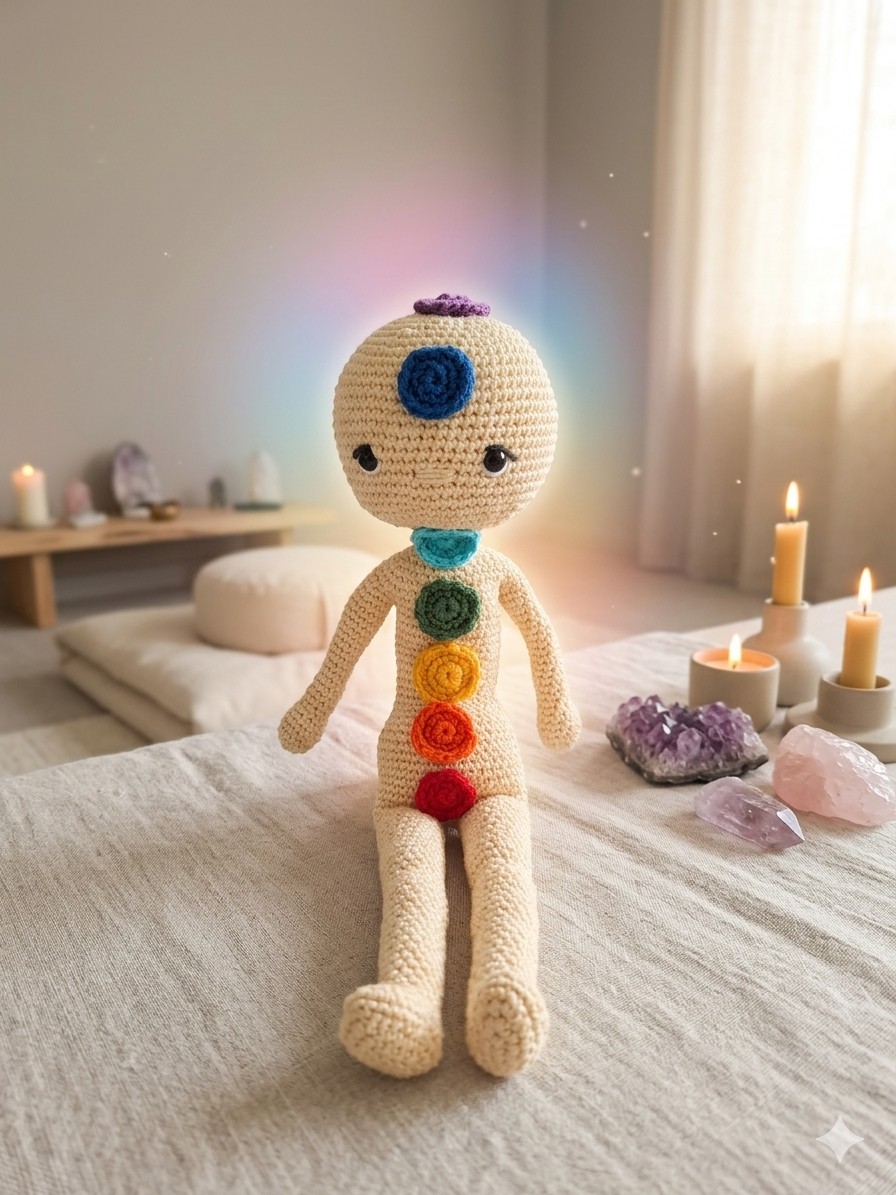 Boneco Amigurumi 7 Chakras
