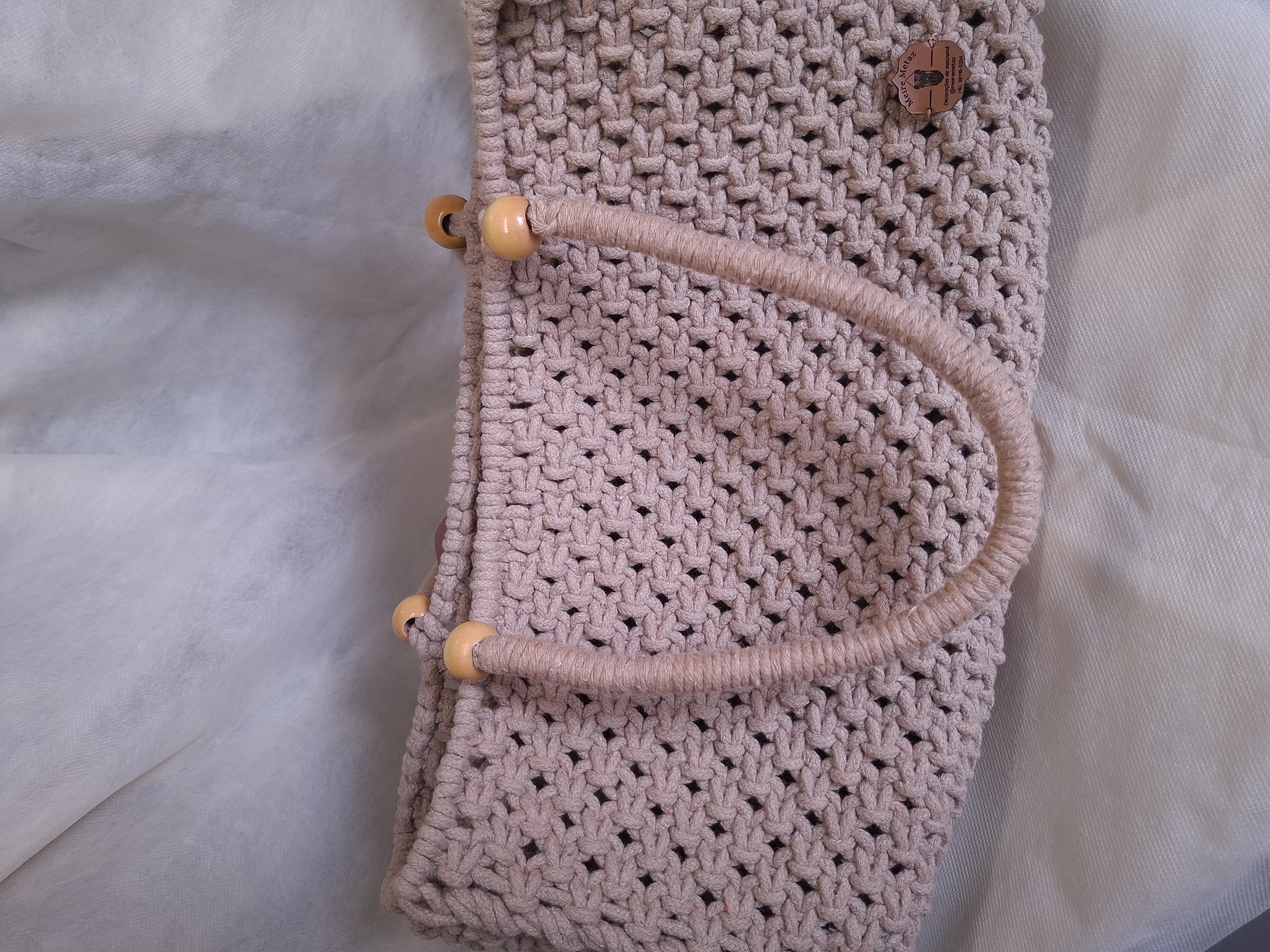 Bolsa Feminina Em Macramê Artesanal  Estruturada Com Forro